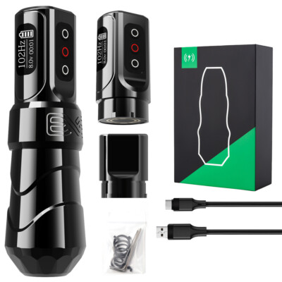 Wireless Battery Tattoo Pen Rotary Make Up Machine Powerful 2400mAh LED Display 