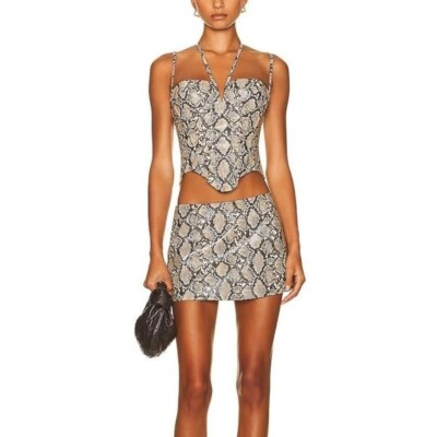 Miaou Corset Aphex Python Print Bustier Top Sz S