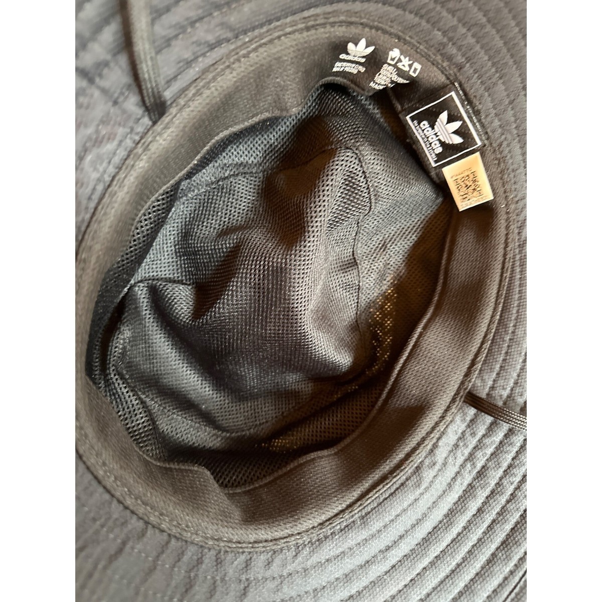 Adidas Men's Black Nylon Bucket Hat W/ Adjustable Chin Strap