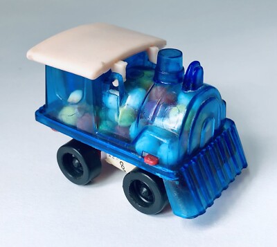 Vintage 1980 Allen Mitchell TRAIN ENGINE Candy Container 3  BLUE Choo Choo