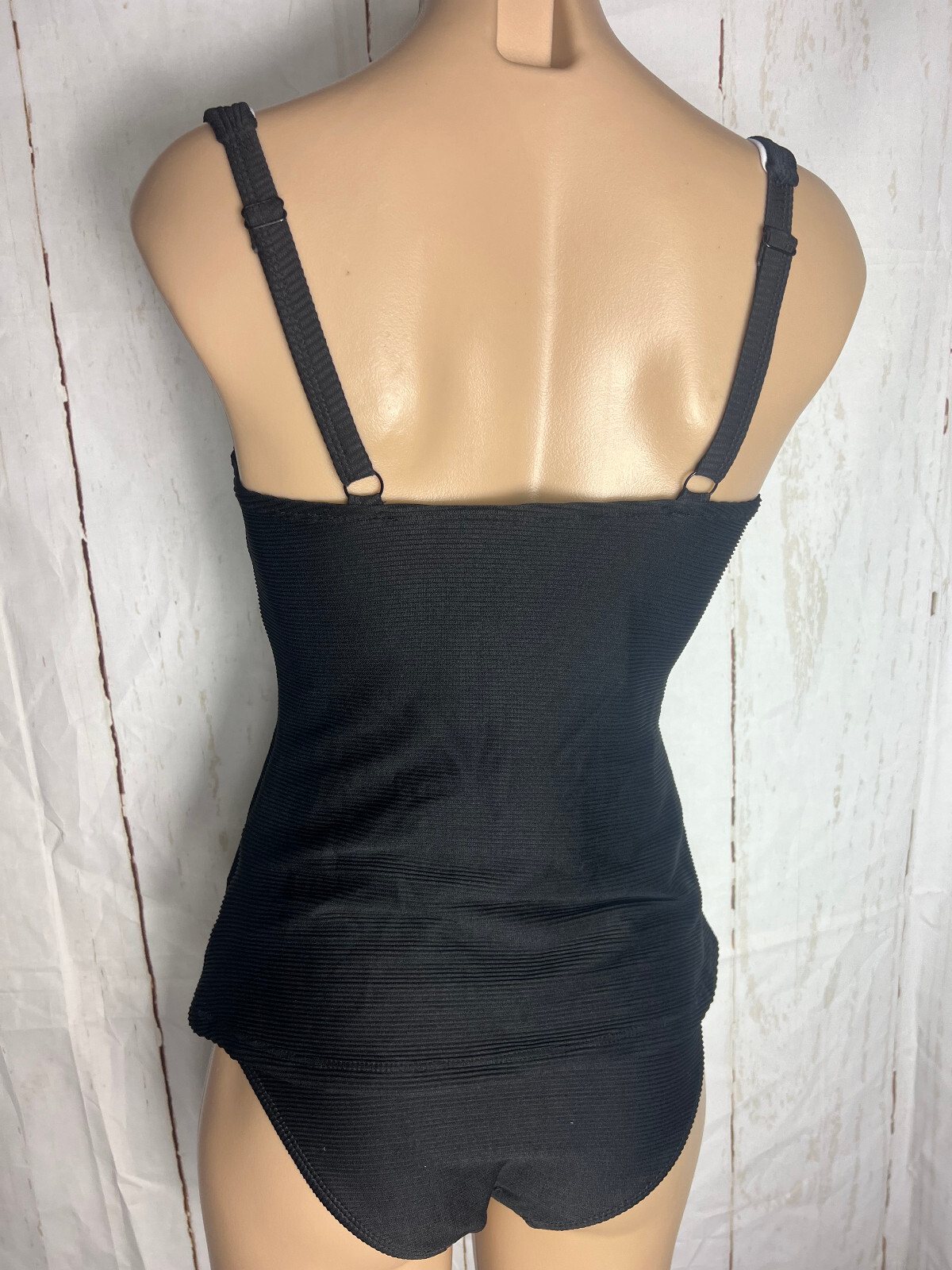 BNWT Ladies Sz 12 Rivers Brand Black Ribbed Tankini Swim Suit Set image 3