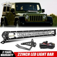2X Hood Mounting Brackets +20'' LED Light Bar +Wire for Jeep Wrangler JK 2007-17