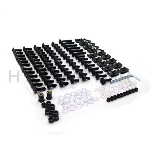 Kit completo de pernos de carenado para motocicleta deportiva negro clips sujetadores tornillos nuevo - Imagen 5 de 7