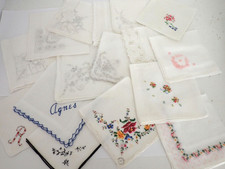 Lot Of 16 Vintage Handkerchiefs Hankies Hand Embroidered Some W/ Initials