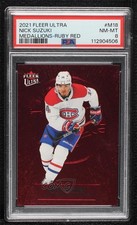 2021-22 Upper Deck Fleer Ultra Medallions Ruby Red 31/50 Nick Suzuki PSA 8 0tv6