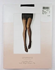 Shimera Pantyhose Jet Black Size D NEW Everyday Sheer Mid Thigh Shaper Top