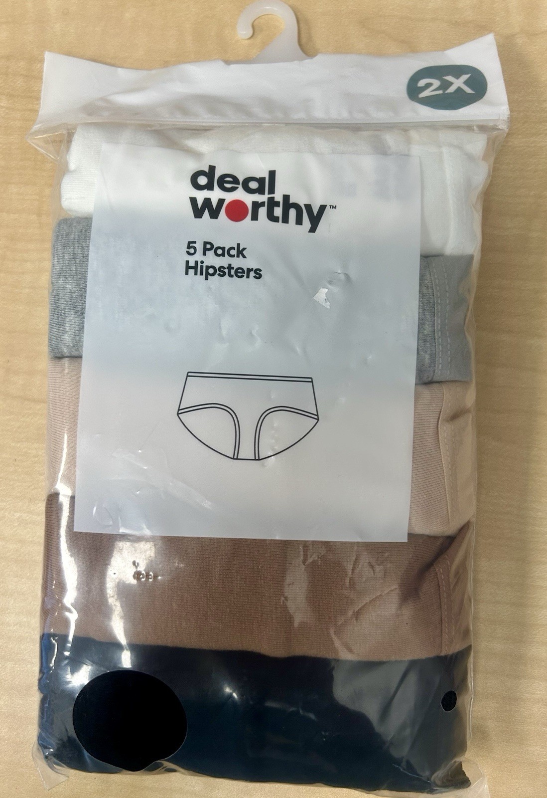 Women's size 2X  Deal Worthy 5 pack Assorted Hipsters Cotton Stretch new in pack