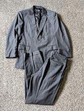 Jos. A. Bank 2 Piece Suit Charcoal Gray Plaid Patterned Wool 41L, 35x31 Pant
