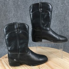 Laredo Boots Youth 5.5 M Pull On Western Cowboy Boot Black Leather USA Made