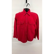 Vintage Woolrich Red Heavyweight Chamois Shirt Mens Large USA Made Flannel