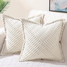 Decorative Throw Pillow Covers 18x18 Set of 18" x 18" Pack of 2 Cream White