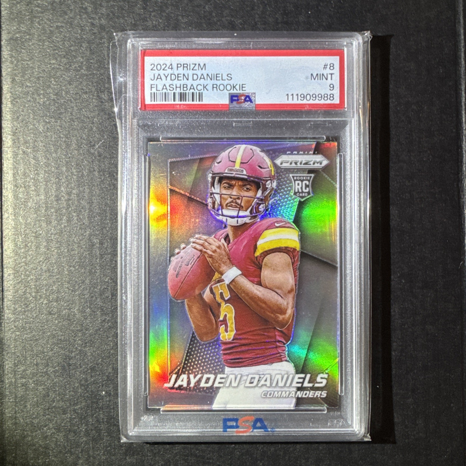 2024 Panini Prizm Flashback Rookie Jayden Daniels #8 Silver Prizm (RC) PSA 9
