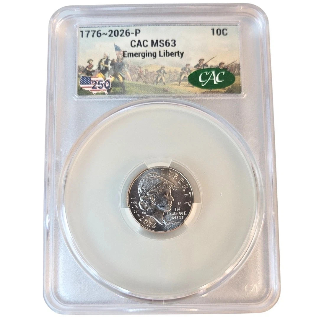 1776-2026-p Semiquincentennial Dime 10c CAC MS63 Emerging Liberty 250 year coin