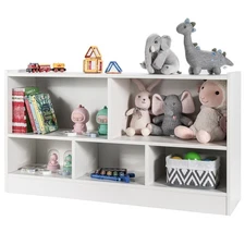 Honeyjoy Kids 2-Shelf Bookcase 5-Cube Toy Storage Cabinet Wooden Organizer White