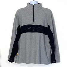 Tommy Hilfiger Sweatshirt Mens Size Large Gray 1/4 Zip Black Stripe Pullover