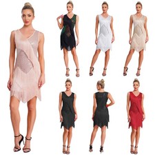 Womens Dancewear Prom Dresses Wedding Dress Salsa Tassel Latin Glittery Evening