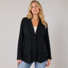 Misook Black Knit Blazer Cardigan V-Neck Acrylic Elegant Chic Evening Size XL