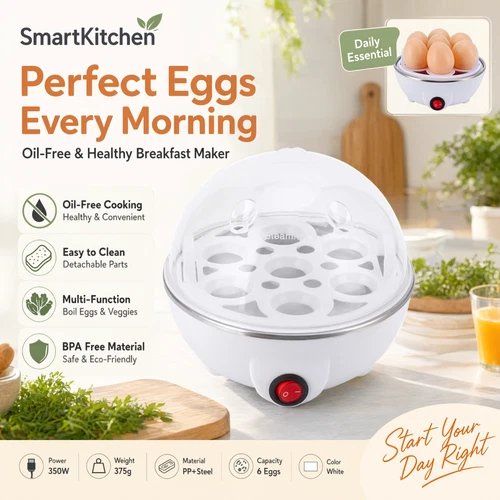 Electric Egg Cooker 7 Eggs Rapid Egg Boiler Steamer Poacher with Auto Shut-off