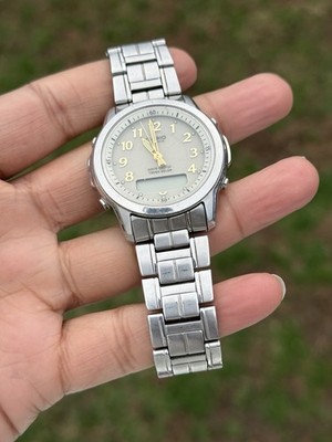CASIO vintage rare Lineage wave ceptor Tough Solar Silver Case Men