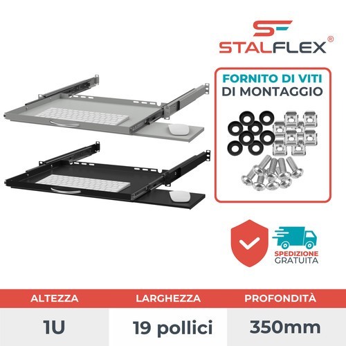 Étagère rack 19 extractible avec plateau télescopique fluide pour clavier Flex