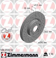 2x ZIMMERMANN Sport Coat Z Bremsscheiben Vorne für TOYOTA AVENSIS (T25)