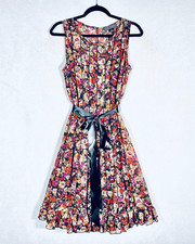 Vintage y2k Dress Womens M Multicolor Midi Pleated Whimsygoth Fairy Coquette