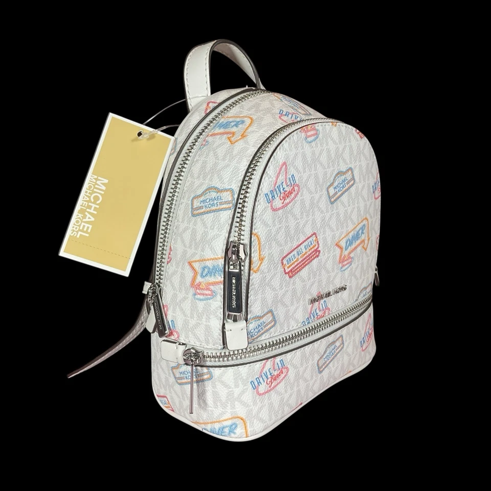Mochila Michael Kors XS Rhea óptica blanca nueva con etiquetas Foto 2 de 4