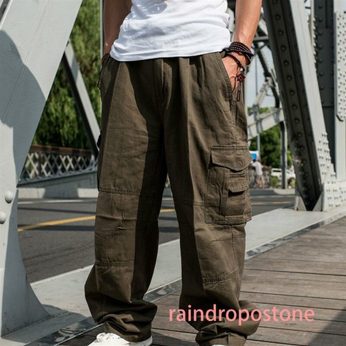 Herren Baggy Hose lose Hose Hip Hop Tasche Tanz Freizeit große Größen Mode Cargo - Bild 2 von 18