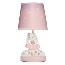 Bedtime Originals Tiny Dancer Bunny & Stars Pink Nursery Lamp with Shade & Bulb