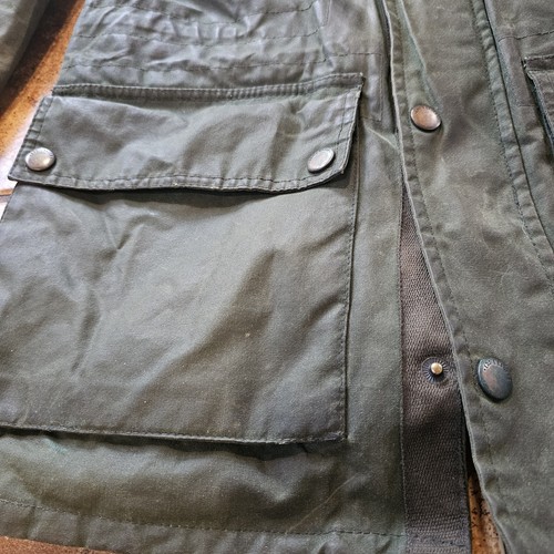Eddie Bauer Waxed Jacket Oil Skin Tin Cloth Green Mens Small Outdoor Workwear - Picture 13 of 15