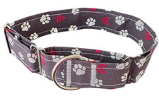 Martingale Dog Collar Size Lg 1.5" Wide with WHITE stitching.