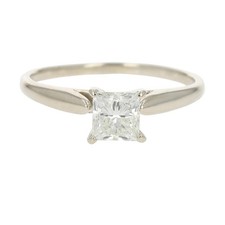 1.00ct Princess Cut Diamond Solitaire Engagement Ring 14k White Gold Size 8