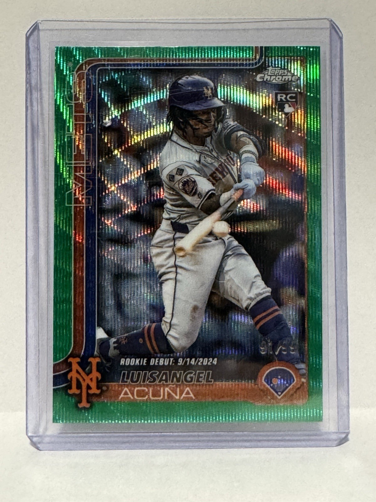 2025 Topps Chrome - Luisangel Acuna #56 Green Refractor /99 (RC)