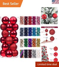 24Pcs Shatterproof Red Christmas Ball Ornaments for Tree Decoration