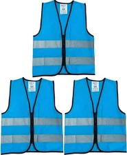 Kids Safety Vest High Visibility w/ 3M Tech Small Blue 6 Pcs