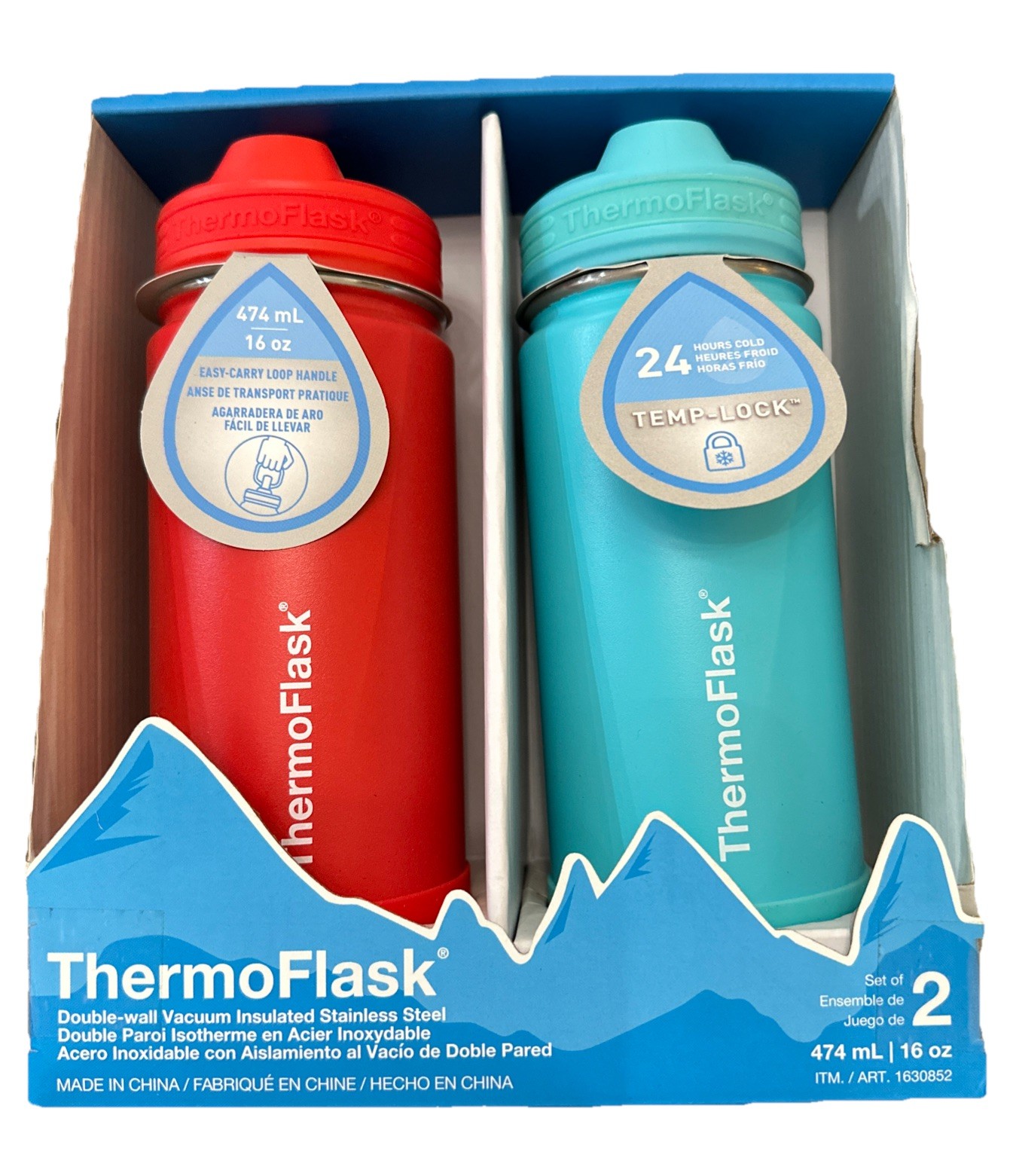 W/ Straw Lid 2pack Red Teal