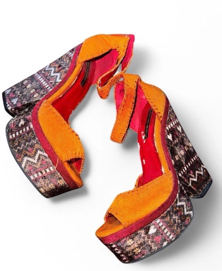 Orange Pattern Platform Heel - image 1
