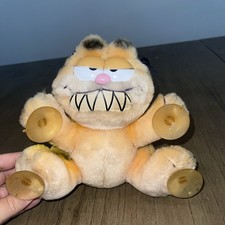 Vintage Garfield 1981 Plush"Make My Day" Suction Cup Car Window Cling Dakin