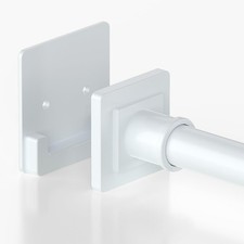 White Shower Curtain Rod 31-79 inches with Holders Stainless Steel Shower Rod