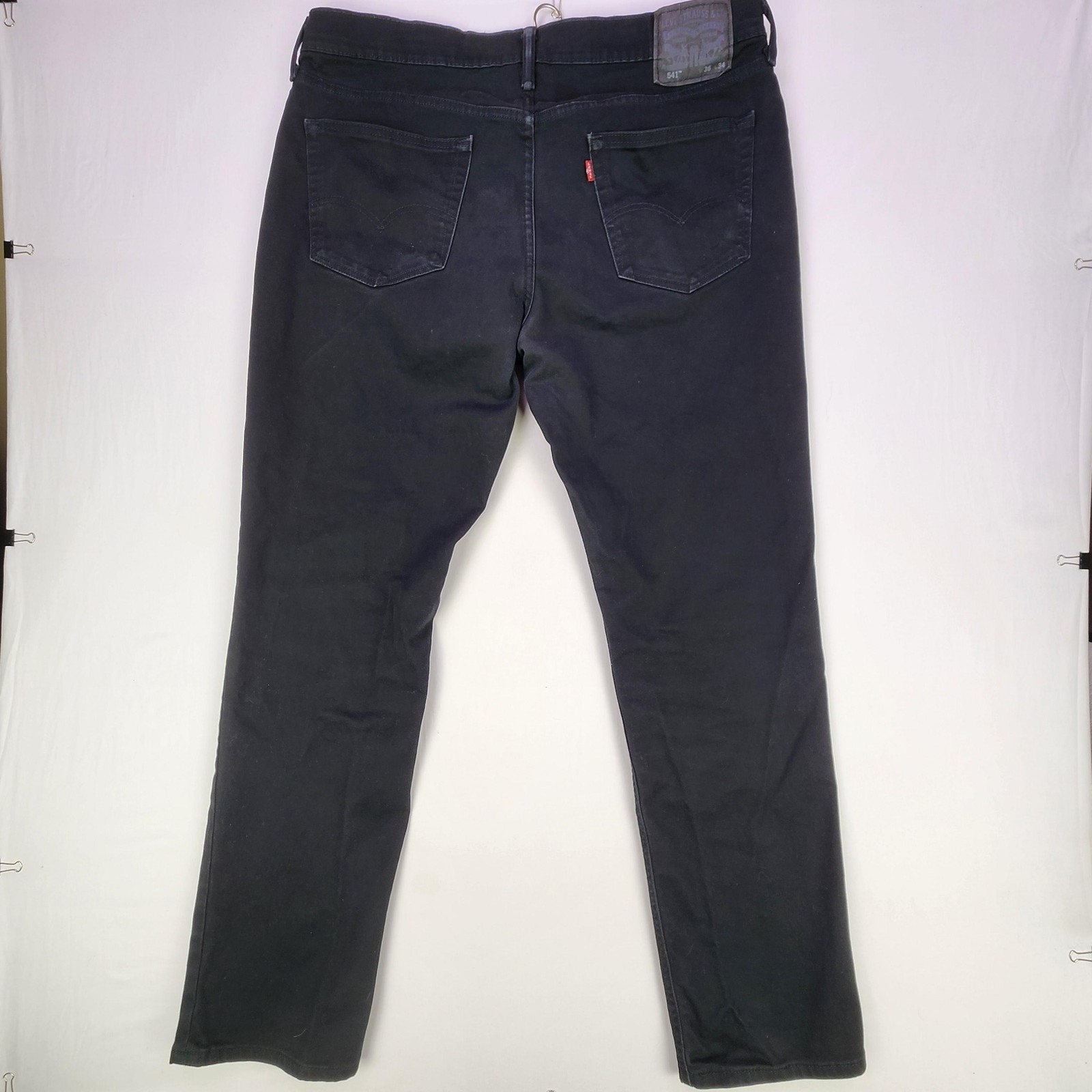 Levis 541 Jeans Mens 36x34 Black Dark Wash Athletic Taper Stretch Denim Pants thumbnail 16