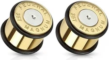 - Bullet 357 Magnum Gold Tone Large .357 Bullet Shell Ear Plugs with O-Rings, So