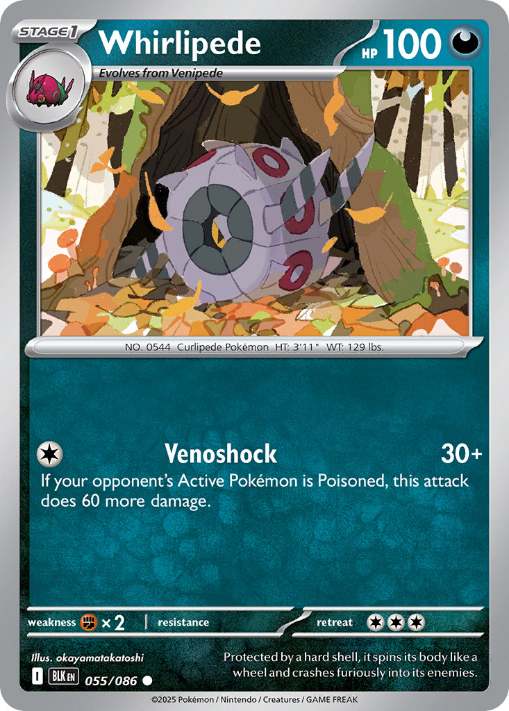 Whirlipede - Black Bolt 55/86 - Pokeball Reverse Holo - NM