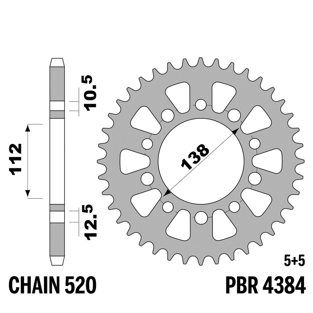 Pignon arrière 38 dents PBR pas 520 en acier C pour moto HONDA X-ADV 750 de 2017 à 2024
