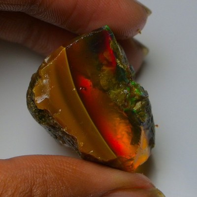 Ethiopian Oil Opal Specimen 62.10 cts Natural Rough Gemstone - Fire Opal Roug