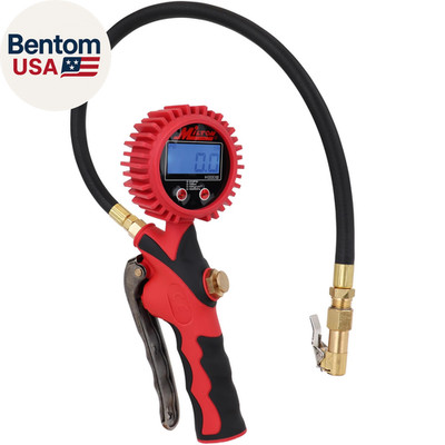 Heavy-Duty Digital Tire Pressure Gauge with Inflator, Clip-On Air Chuck, 20  Air
