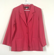 Sag Harbor Blazer Womens 10 Petite Pink Long Sleeve Unlined