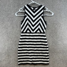 Loft Women's Dress Size 10 Black White Striped Sleeveless Zip Closure