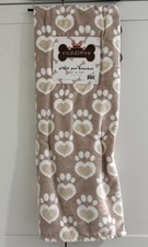 HEART PAW Print 50x70  Plush Throw Blanket Dog Cat Pet Valentines Neutral Beige