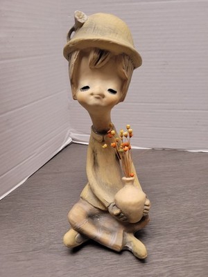 Vintage Poppet Trixie UCTCI Girl w/ Flowers Figurine Japan 1960's MCM 9.5'' Tall