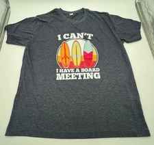 I Can’t I Have A Board Meeting Surfing T Shirt Heather Blue Retro Vibe Size L